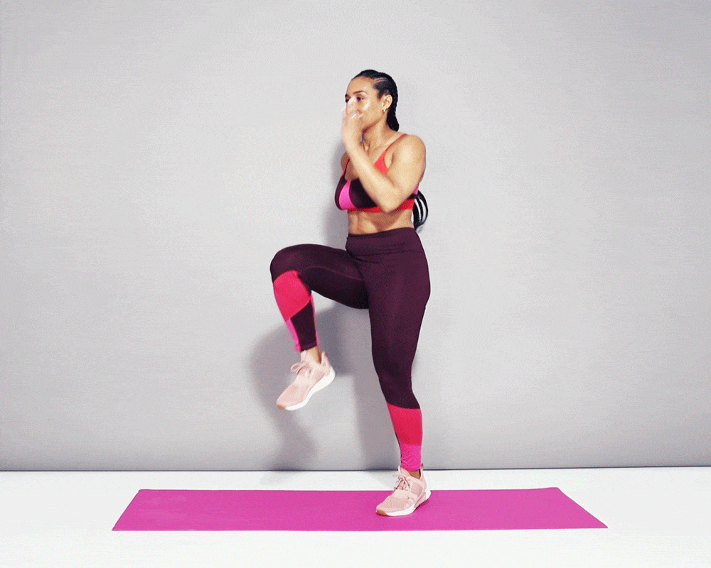 giảm eo sau Tết Bài tập High Knees: